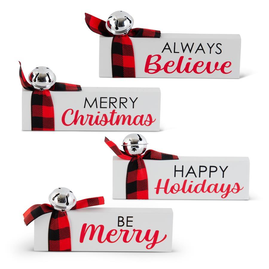 Red Plaid Tabletop Bell Sign
