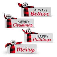 Red Plaid Tabletop Bell Sign