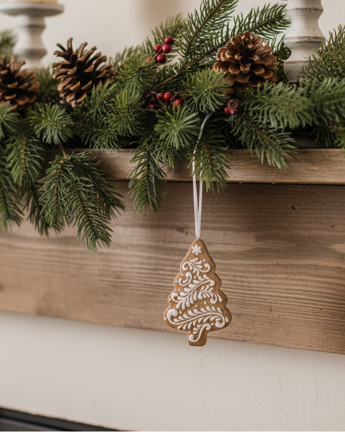 Brown Glittered Gingerbread Ornament