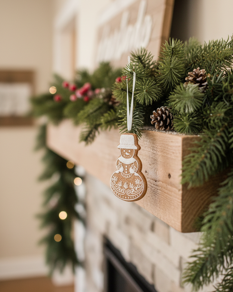 Brown Glittered Gingerbread Ornament