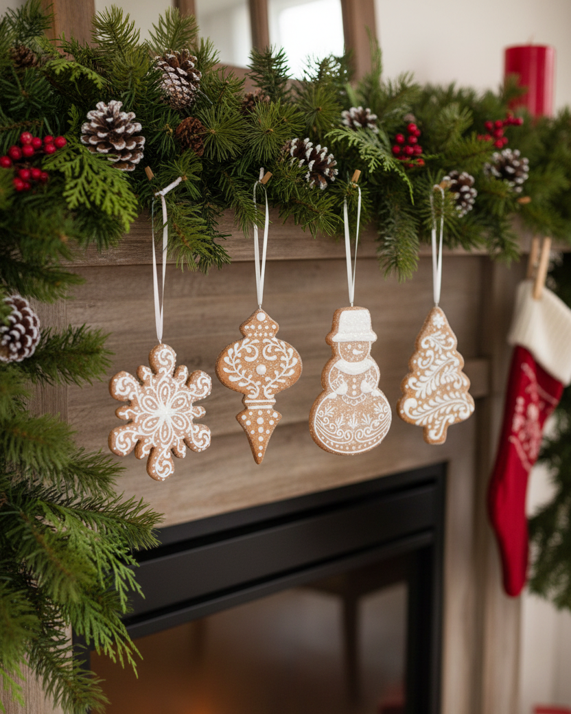 Brown Glittered Gingerbread Ornament
