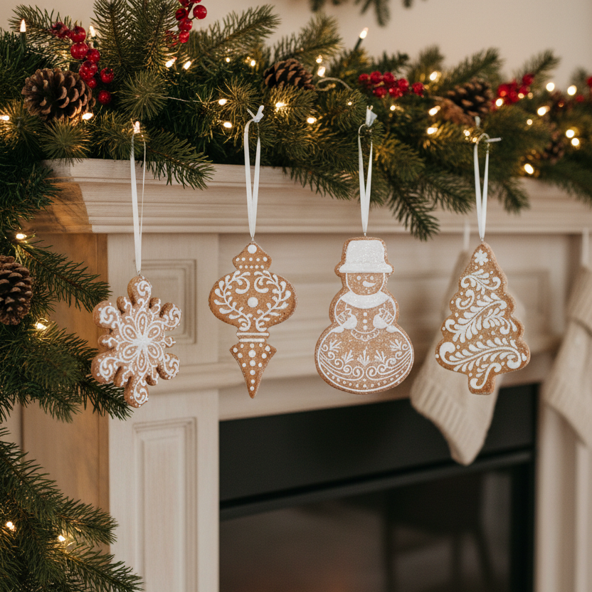 Brown Glittered Gingerbread Ornament