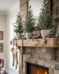 Snowy Pine Trees in Grey Cement Pot