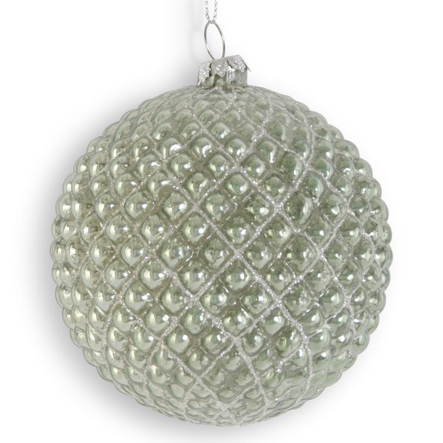 Sage Green Mercury Glass Hobnail Ornament