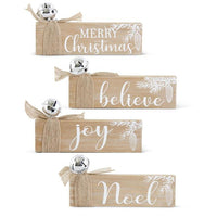 Wood Christmas Tabletop Bell Sign