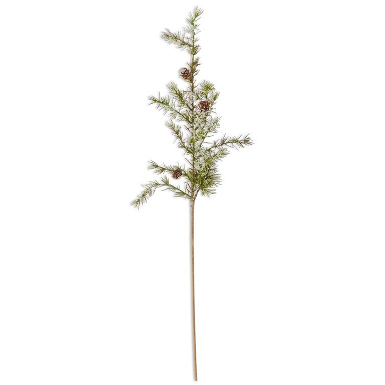 Glittered Snowy Pine Stem With Mini Pinecones 33"