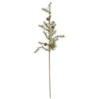 Glittered Snowy Pine Stem With Mini Pinecones 33"