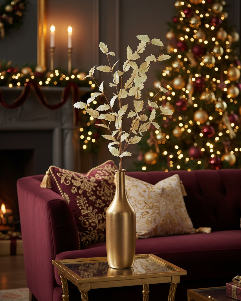 Gold Holly Leaf Stem 36"