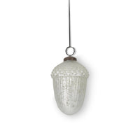 White Mercury Glass Acorn Ornament