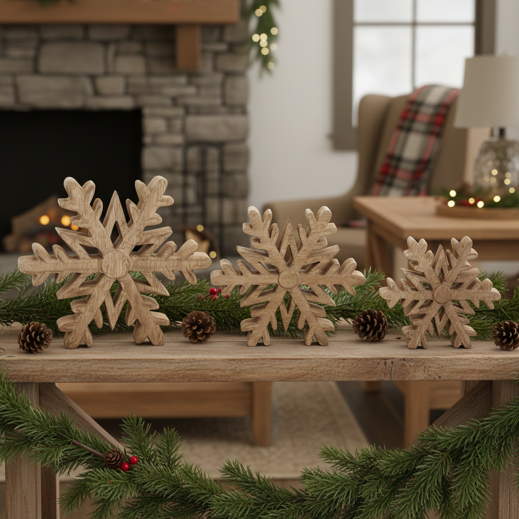 Mango Wood Snowflake Cutout