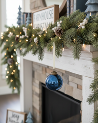 Crackled Blue Mirror Glass Ornament