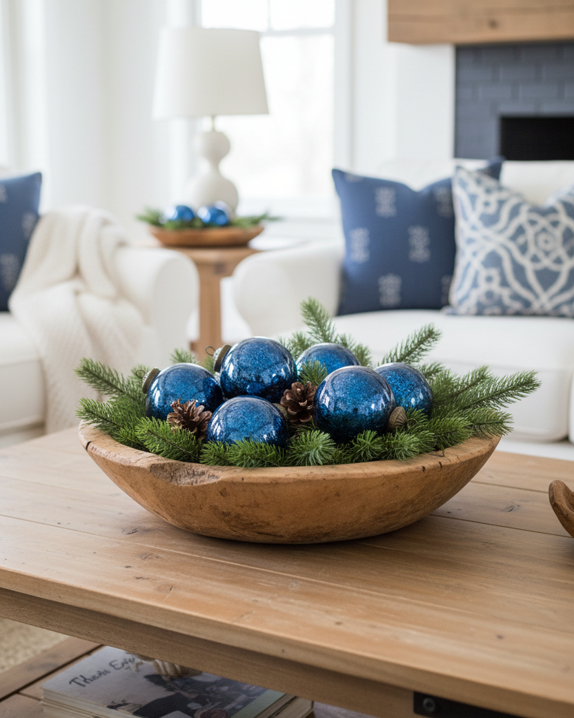 Crackled Blue Mirror Glass Ornament