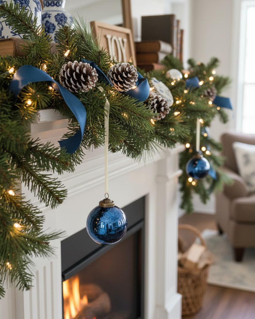 Crackled Blue Mirror Glass Ornament
