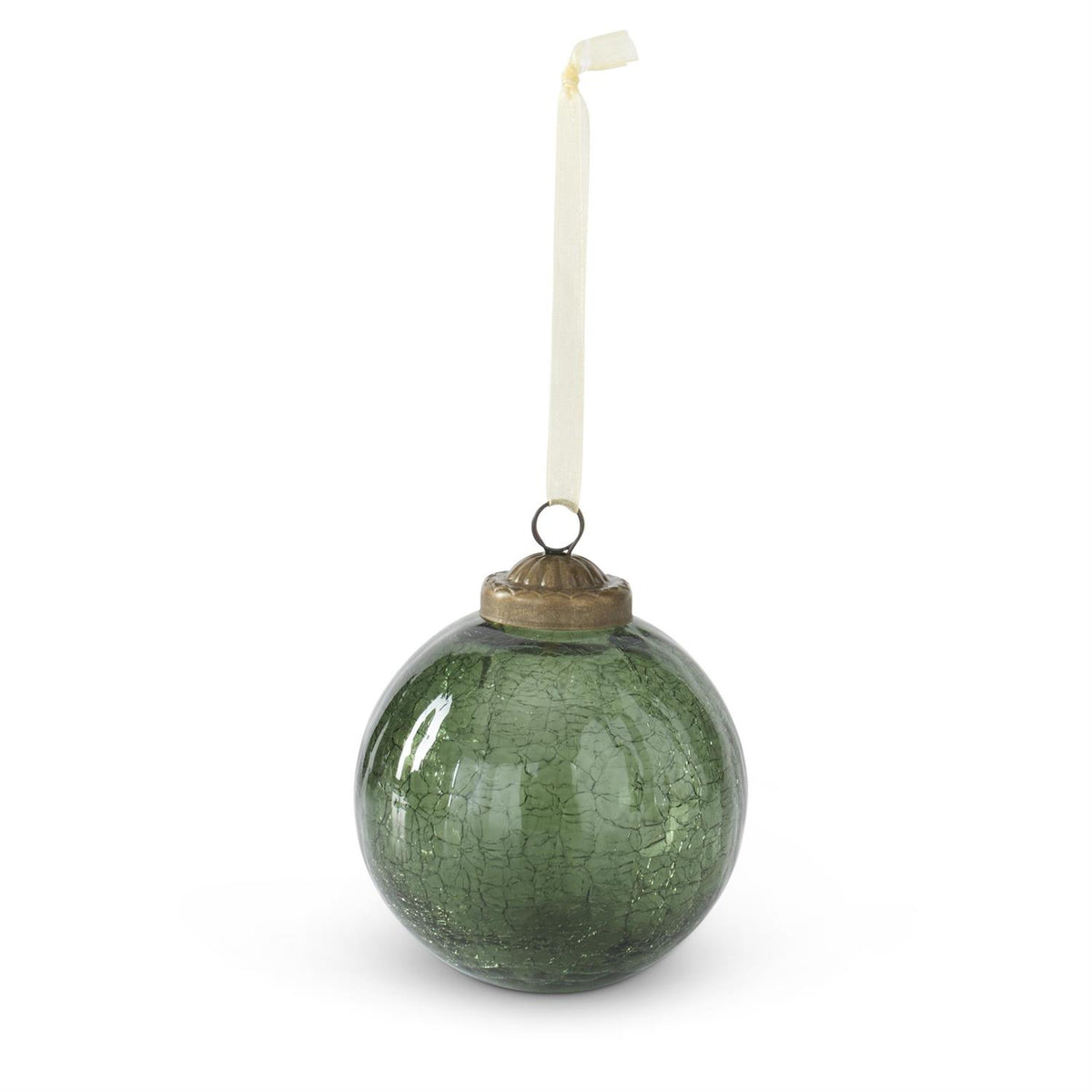Crackled Clear Green Glass Ornament