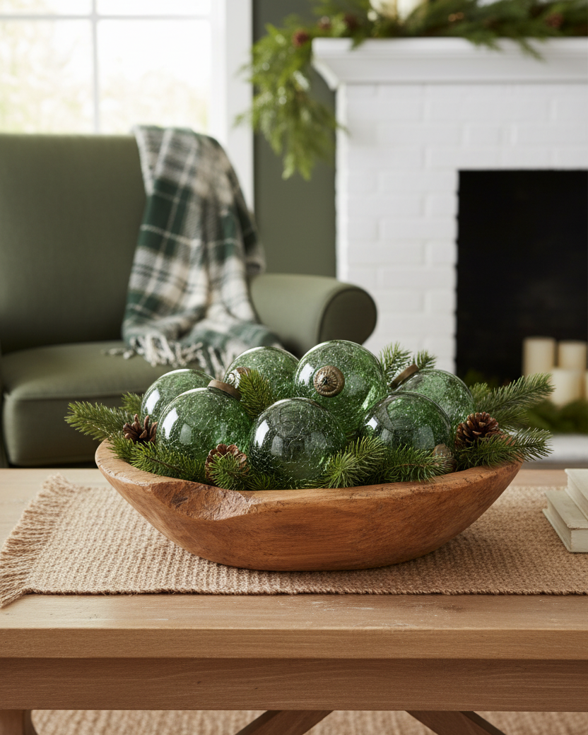 Crackled Clear Green Glass Ornament