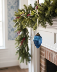 Crackled Blue Glass Drop Ornament