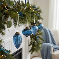 Crackled Blue Glass Drop Ornament
