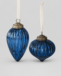 Crackled Blue Glass Drop Ornament