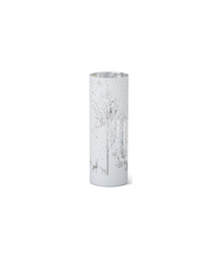 Rotating White Laser Engraved Winter Scene LED Cylinder