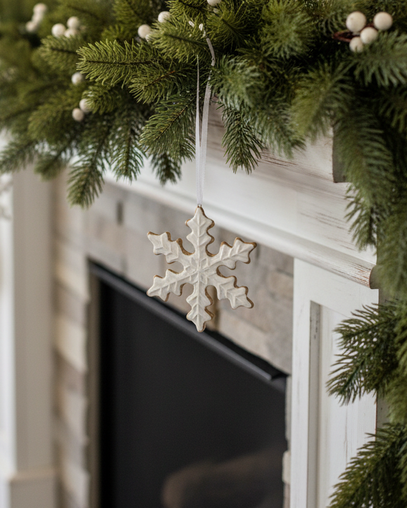 Gingerbread Snowflake Ornament With White Frosting