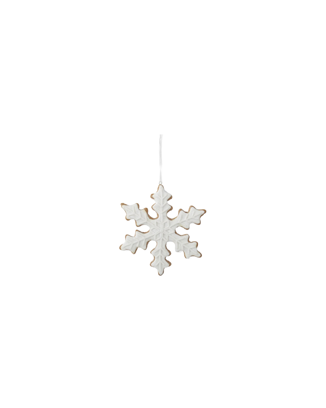 Gingerbread Snowflake Ornament With White Frosting