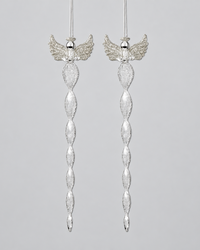 Glass Icicle Angel Ornament 12"H