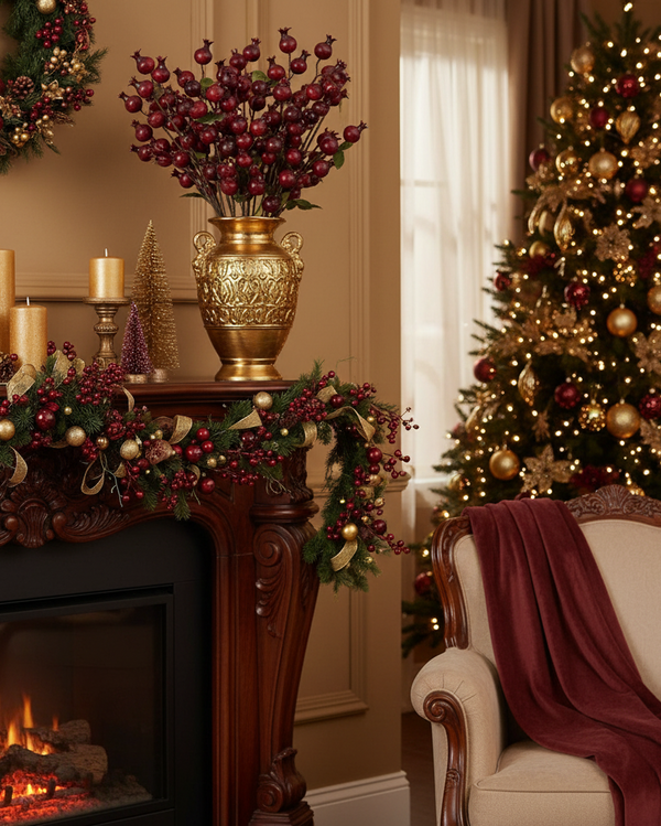 Burgundy Pomegranate Stem 28"