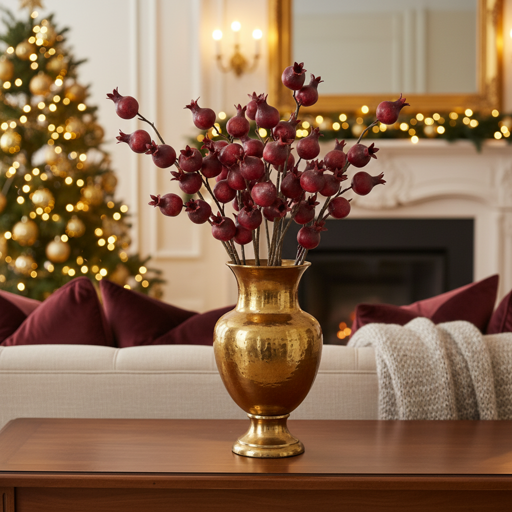 Burgundy Pomegranate Stem 28"