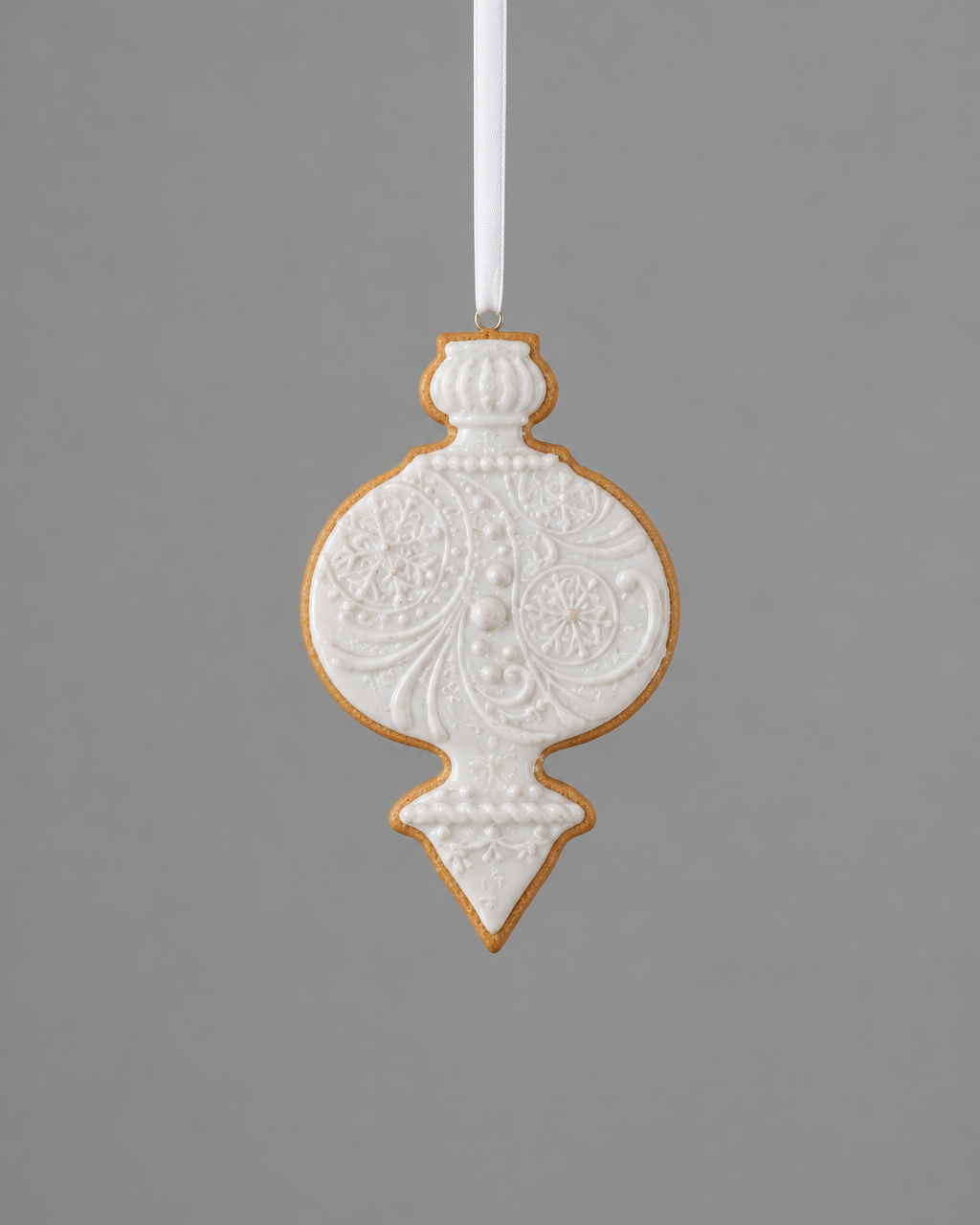 White Glittered Gingerbread Ornament