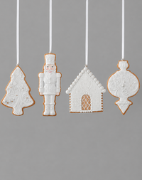 White Glittered Gingerbread Ornament