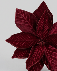 Large Red Velvet Poinsettia Stem 22"