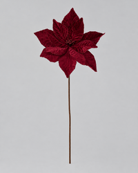 Large Red Velvet Poinsettia Stem 22"