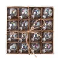 Box of 16 Mini Clear 1" Iridescent Tree Glass Ornaments