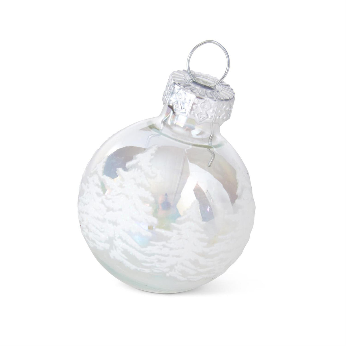 Box of 16 Mini Clear 1" Iridescent Tree Glass Ornaments