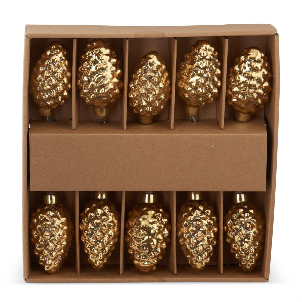 Mercury Glass Warm Glow LED Pinecone Garland Gold