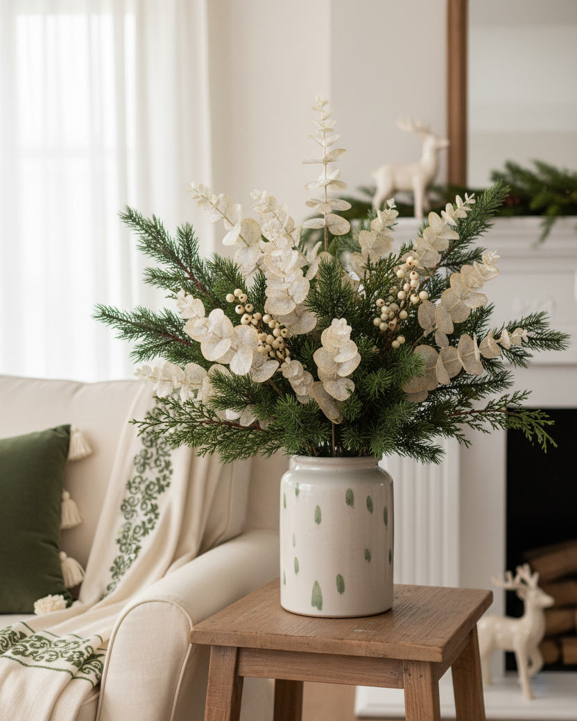 Snowy Champagne Eucalyptus Stem 26"