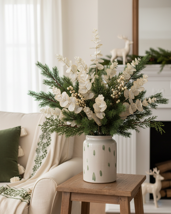 Snowy Champagne Eucalyptus Stem 26"