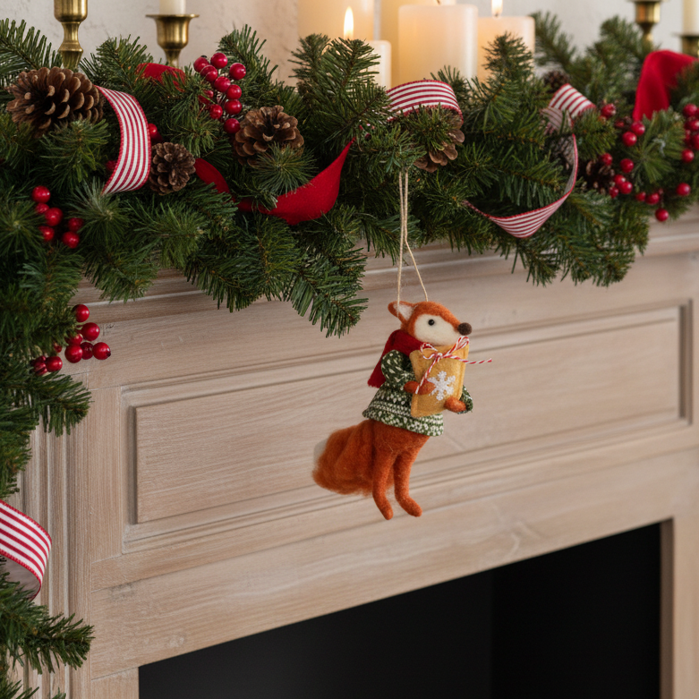 Merry Fox Handmade Wool Ornament