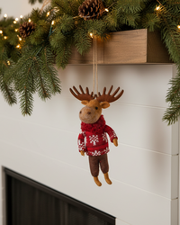 Winter Moose Wool Handmade Ornament