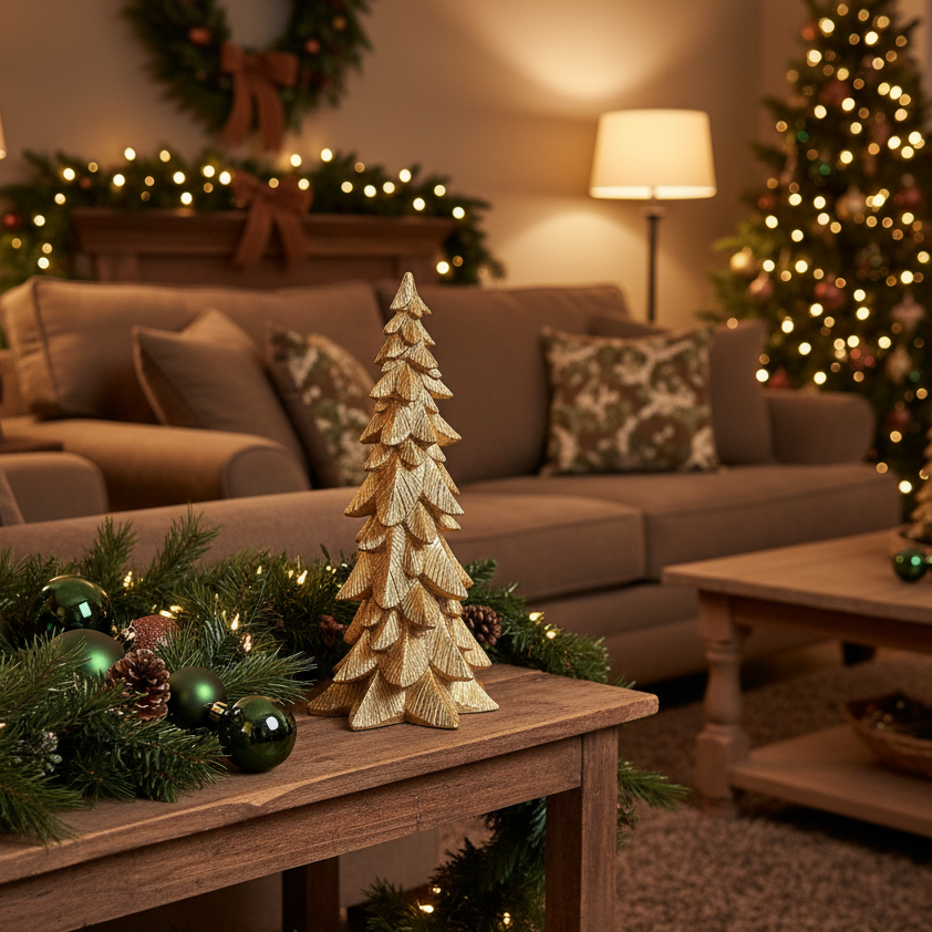 Gold Sculpted Tree Decor