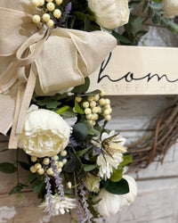 Home Sweet Home White Peony Wreath