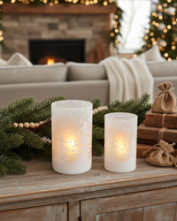 White Frosted Tree Glass Candle Holder