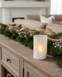 White Frosted Tree Glass Candle Holder