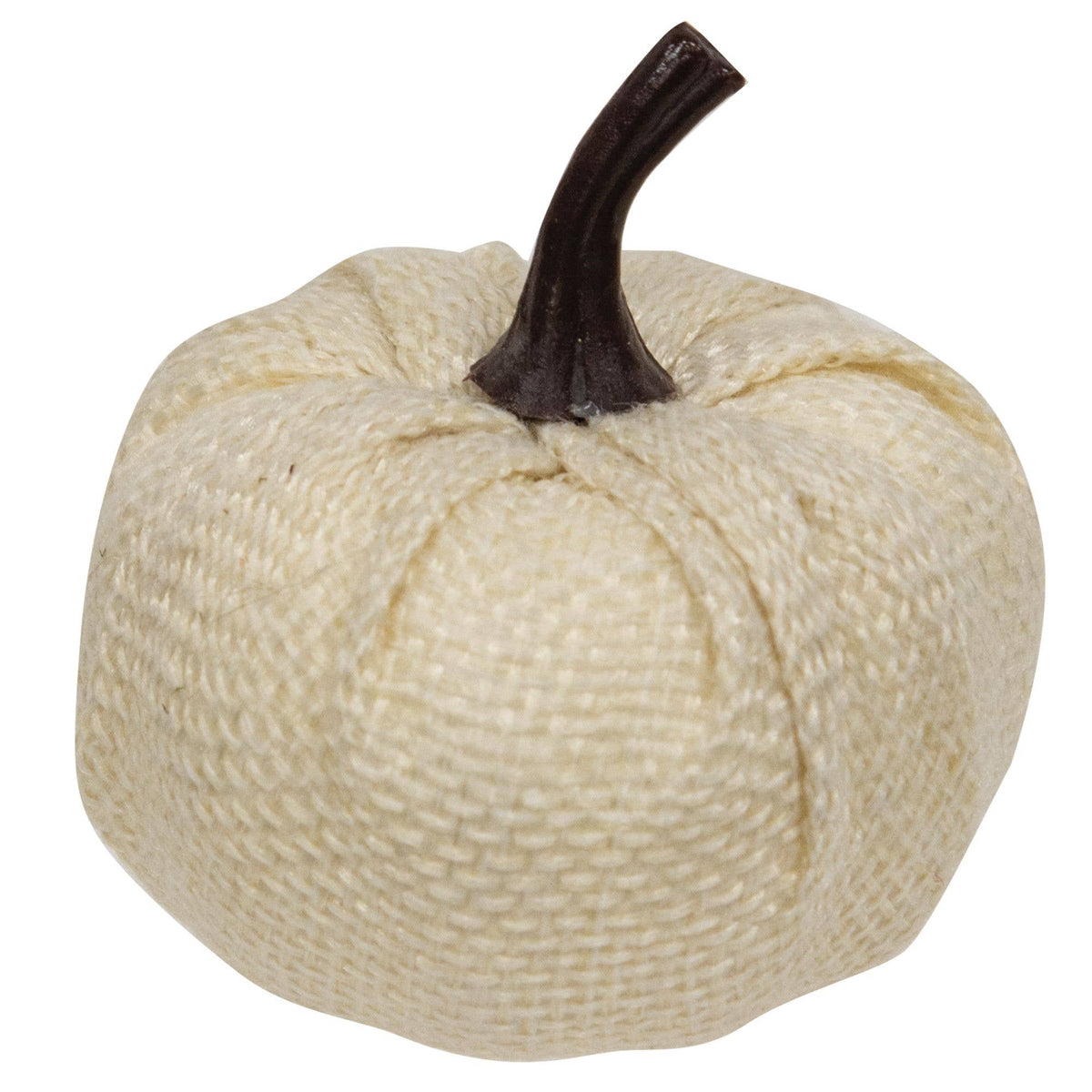 Mini Cream and Grey Burlap Pumpkins Set of Four
