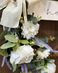 Home Sweet Home White Peony and Green Berry Wreath