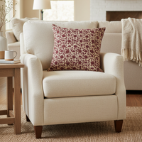 Deep Plum and Beige Cotton Block Throw Pillow