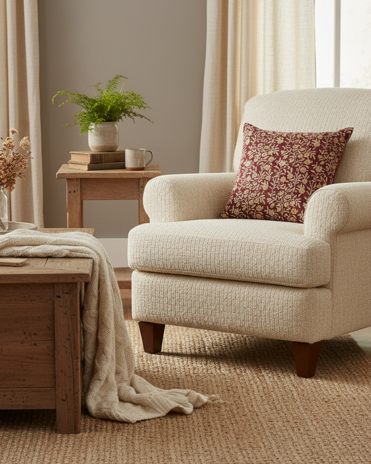Bordoux and Ecru Cotton Block Throw Pillow