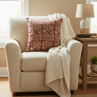 Bordoux and Ecru Cotton Block Throw Pillow