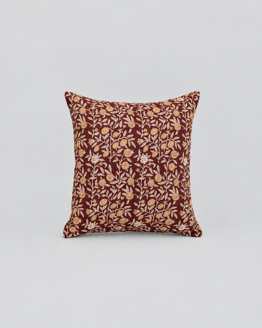 Bordoux and Ecru Cotton Block Throw Pillow
