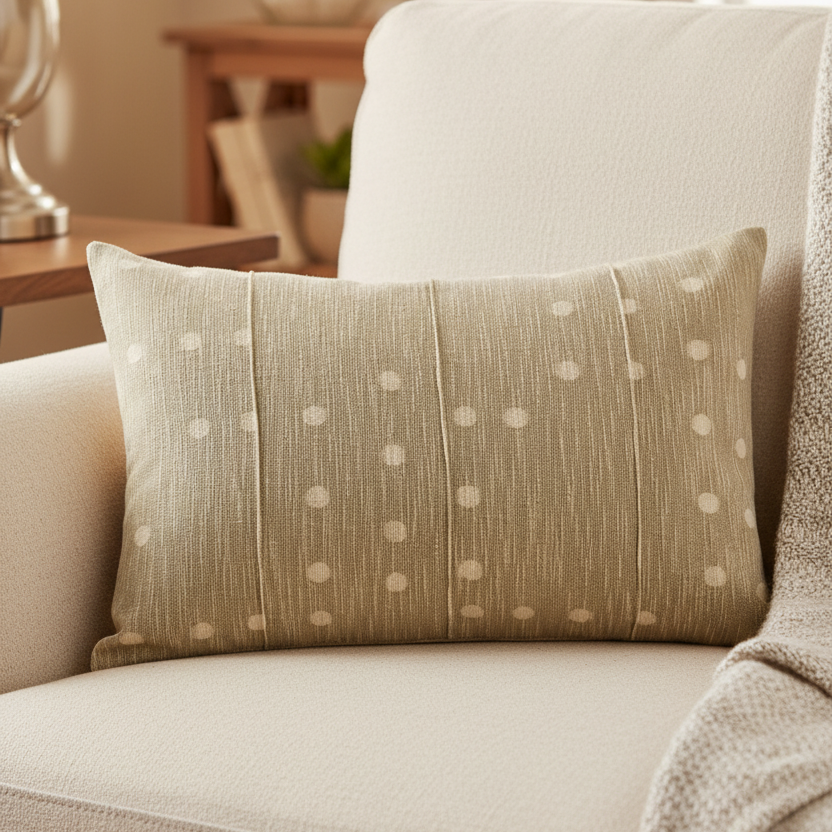 Polka Dots Cotton Throw Pillow